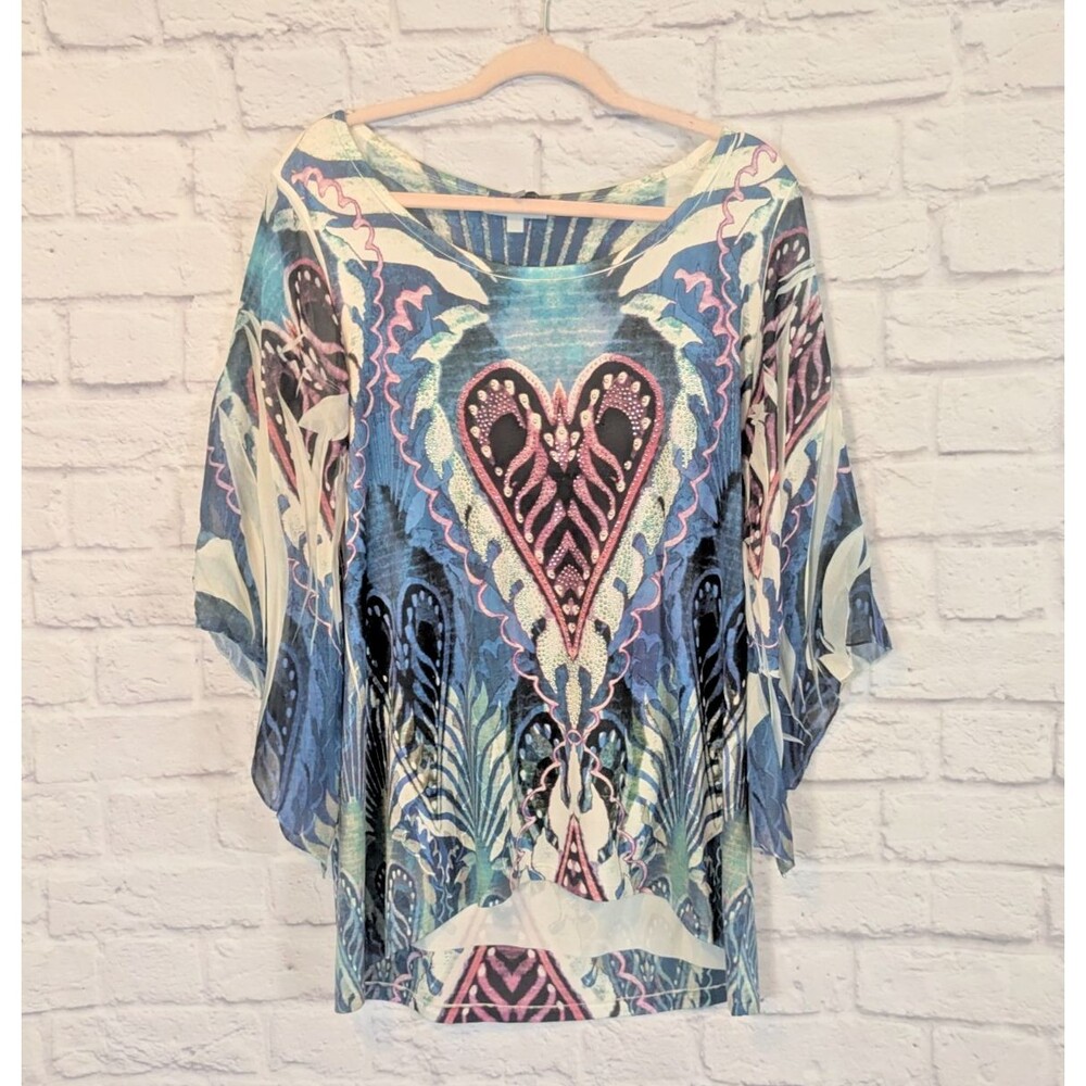Cover Charge Blingy Heart Geometric flowy‎ boho top Size Medium